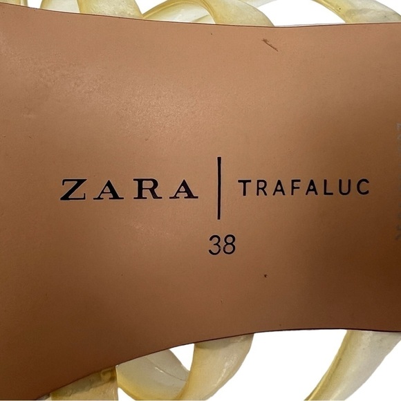 Zara Trafaluc Silver Jelly Strap Block Heel Square Toe Sandals Size 38 Women's - Picture 2 of 10